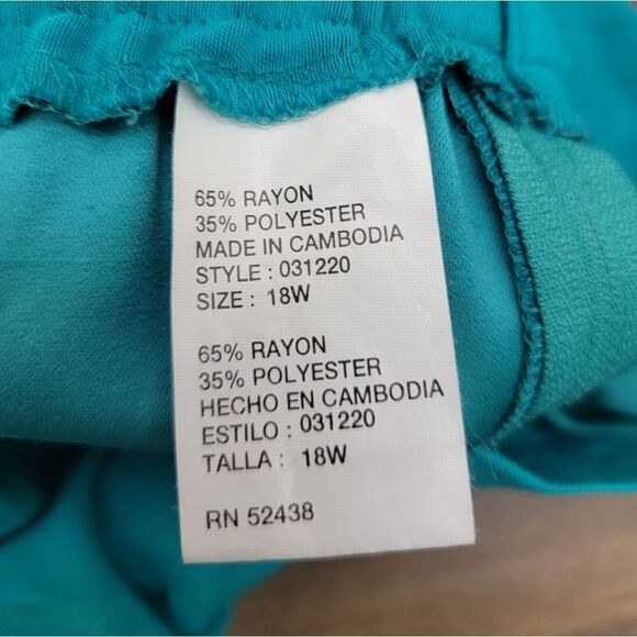 Turquoise Pantsuit Slacks Trouser Straight Leg Side zipper Plus Size 18W Rayon - Picture 7 of 8